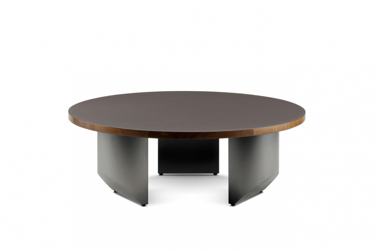 Fenix Top Round Coffee Table with Solid Oak Wood Edge and Chromed S.S Base-NOWA-China Office Furniture, China Custom Made Furniture,